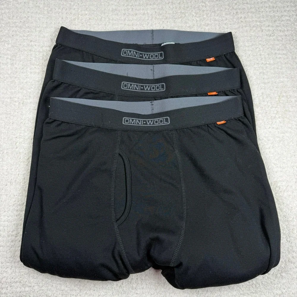 Omniwool Lot of 3 Mens Large Black Merino Wool‎ Blend Thermal Base Layer